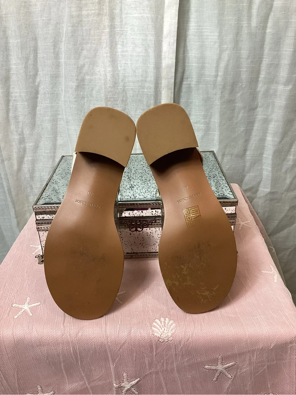 See by Chloe Robin Bicolor Rickrack-Trim Wedged Sandals; Size: 10